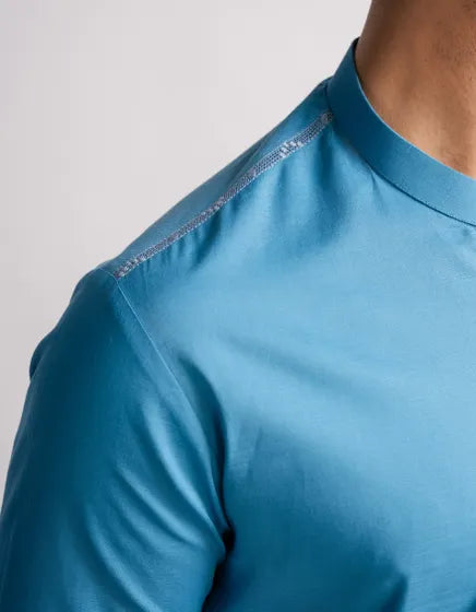 AQUA BLUE COTTON SEMI-FORMAL KURTA | FESTIVE '26 | JUNAID JAMSHED MENSWEAR