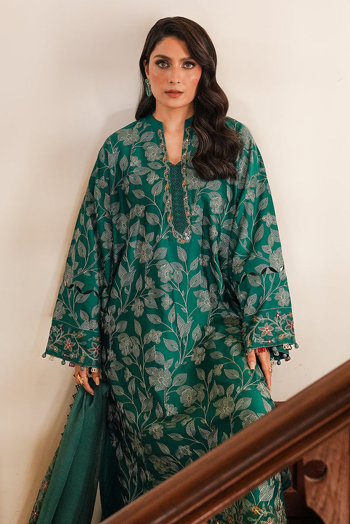 VERDANT HAVEN-3PC SATIN EMBROIDERED SUIT | Cross Stitch