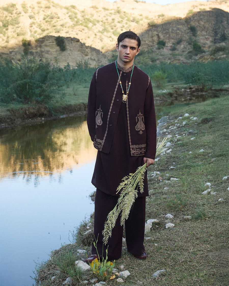 RUSSET-WAISTCOAT| Jugnu Lahore Men