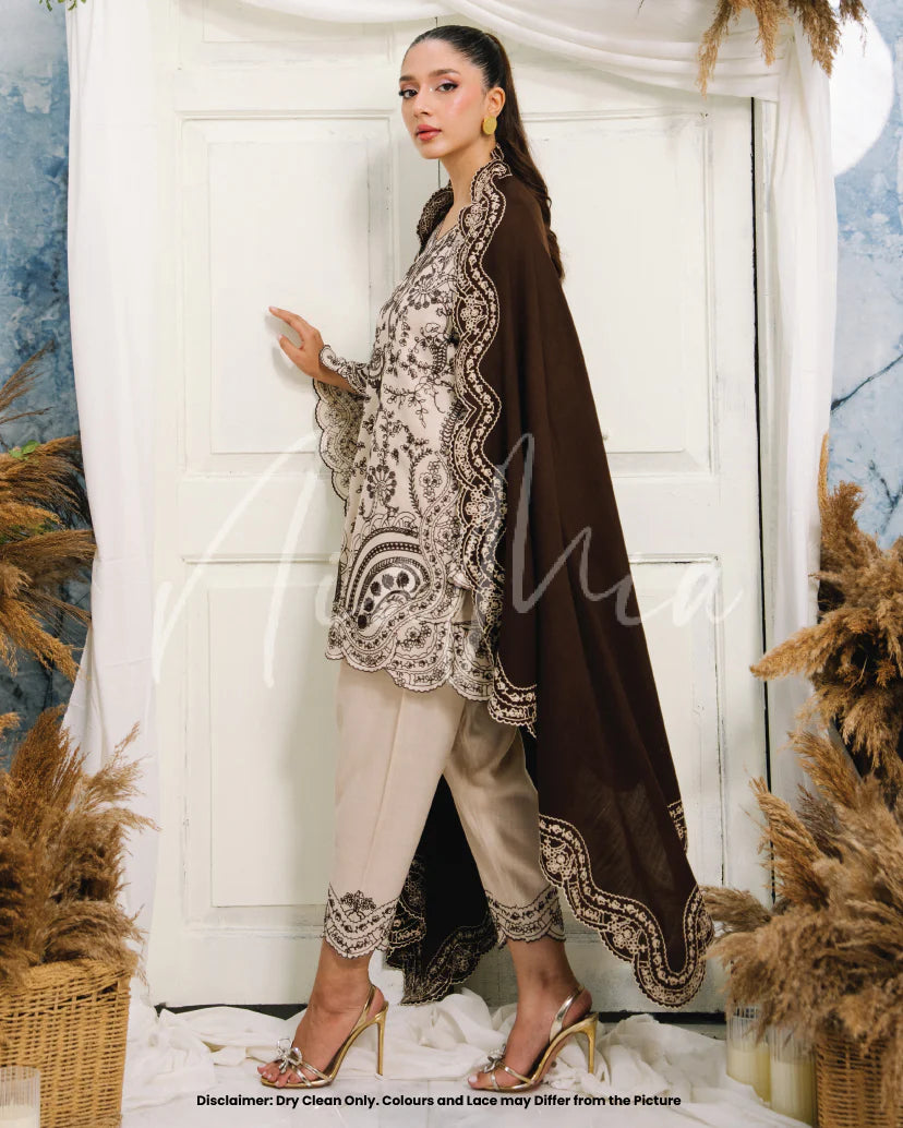 Cocoa Cream Shawl | Pashmina Drop 1 |  Nia Mia