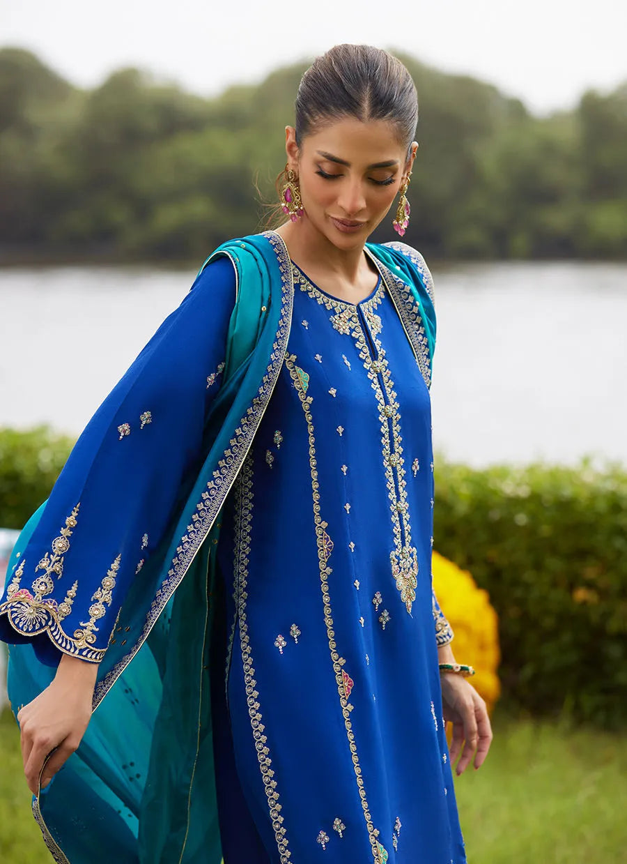 Opal Blue Shirt And Dupatta | Mayna Festive Luxe Pret '25 | FARAH TALIB AZIZ