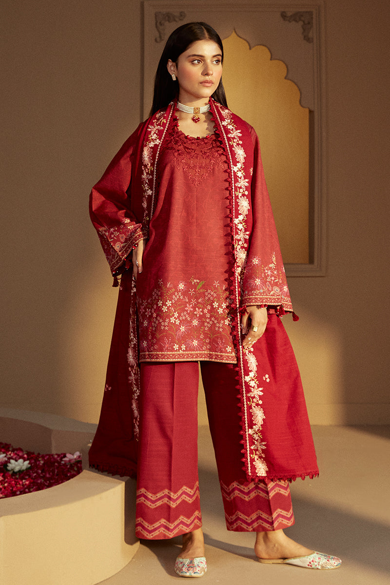 GARNET RIME-3 PC KHADDAR PRINTED SUIT | Cross Stitch