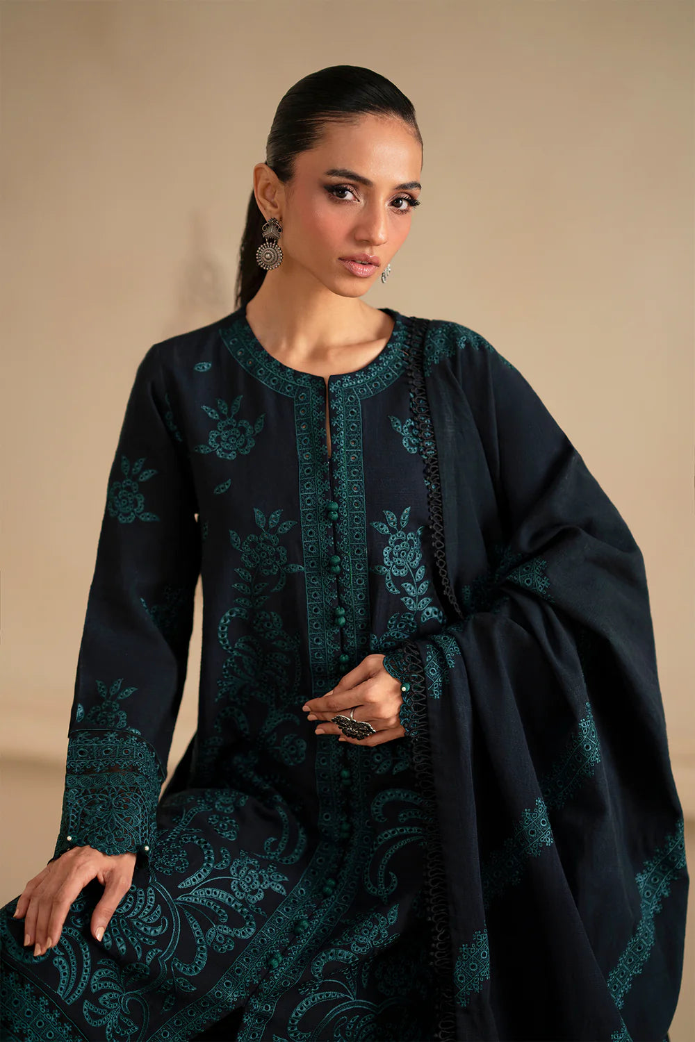 JET BLACK | E0790/203/902 | Unstitched Winter '25 | Ethnc