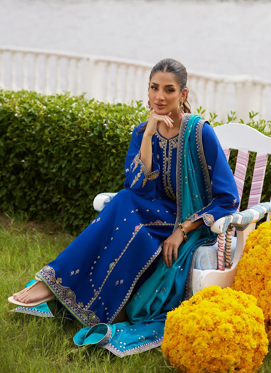 Opal Blue Shirt And Dupatta | Mayna Festive Luxe Pret '25 | FARAH TALIB AZIZ