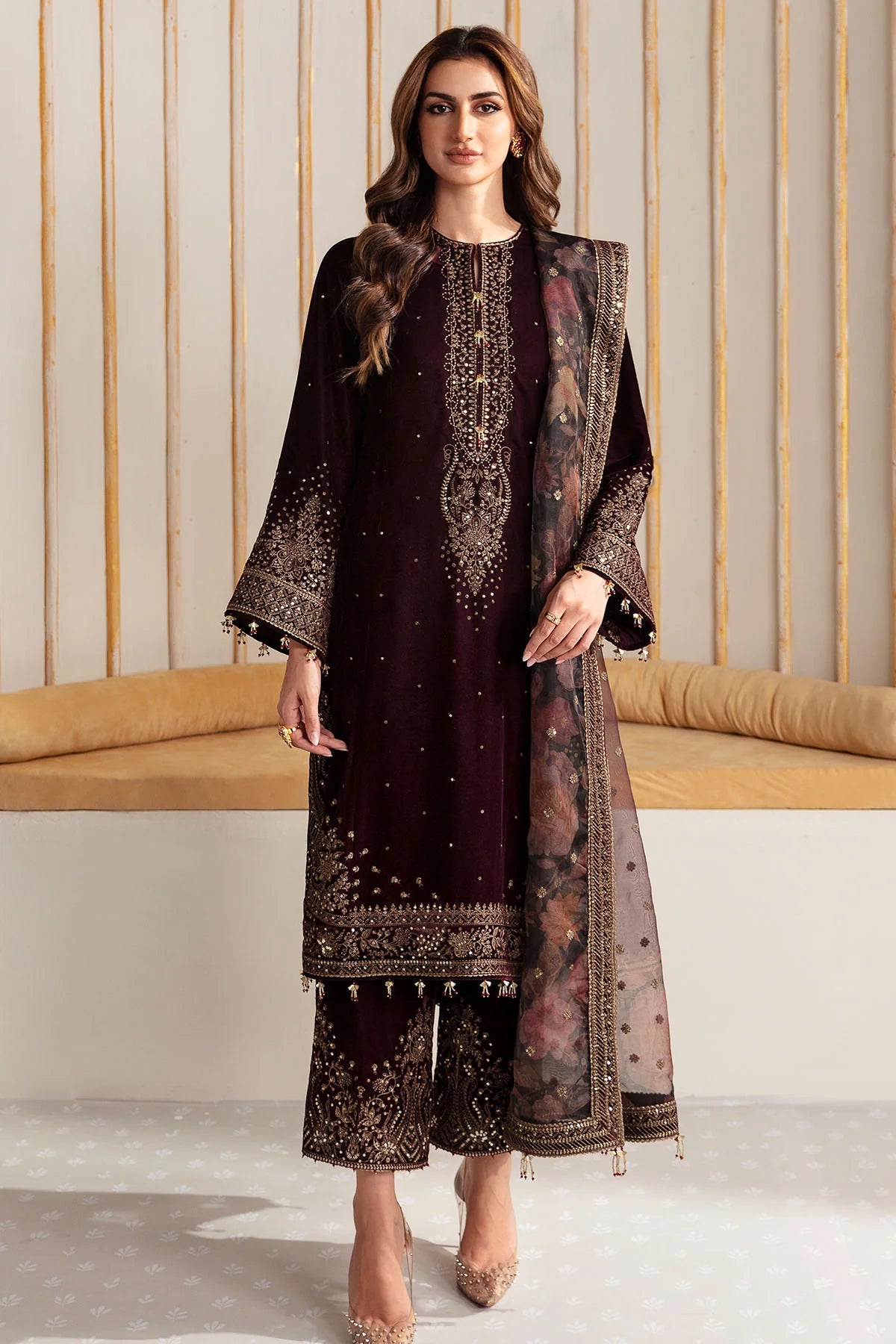 JZ-VF-D2012-1-XS | EMBROIDERED VELVET FORMAL | Jazmin