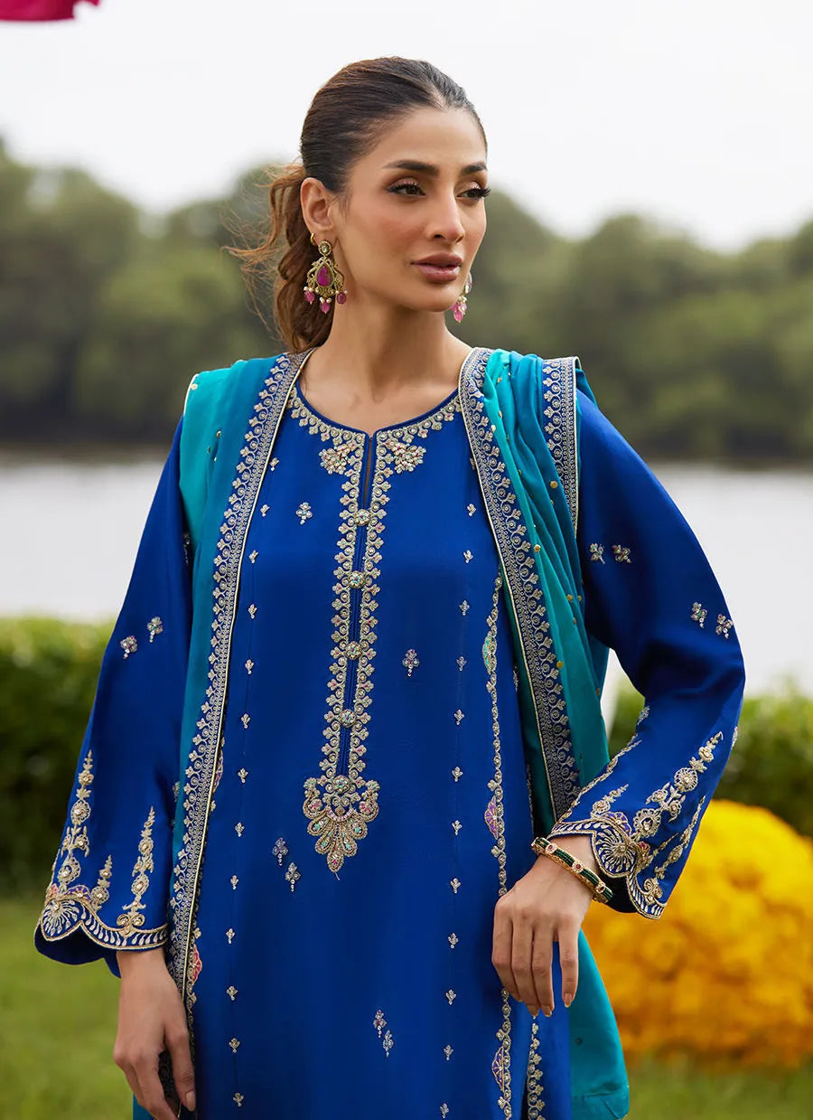 Opal Blue Shirt And Dupatta | Mayna Festive Luxe Pret '25 | FARAH TALIB AZIZ