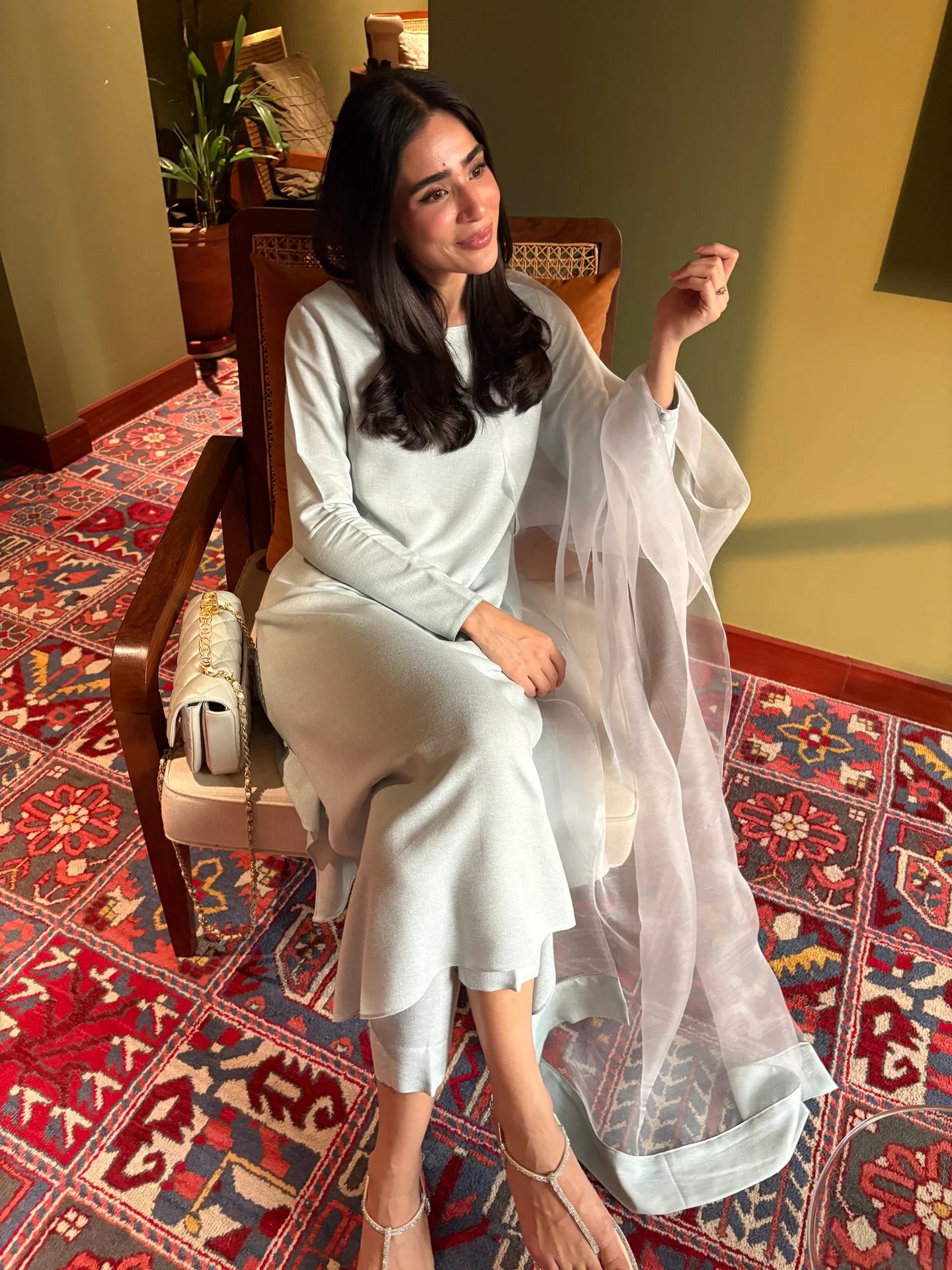 Muted Grey-Blue Buttoned Set | Sak Atelier