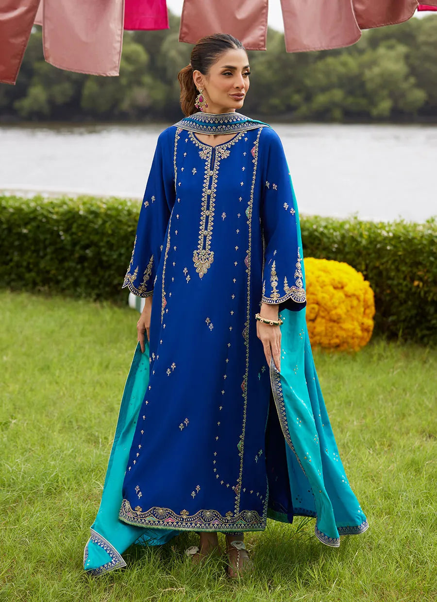 Opal Blue Shirt And Dupatta | Mayna Festive Luxe Pret '25 | FARAH TALIB AZIZ