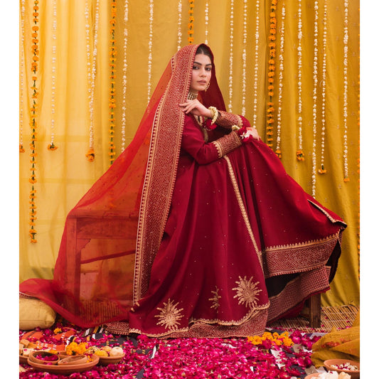 RED OPEN CUT ANARKALI OUTFIT
 | DYOT
