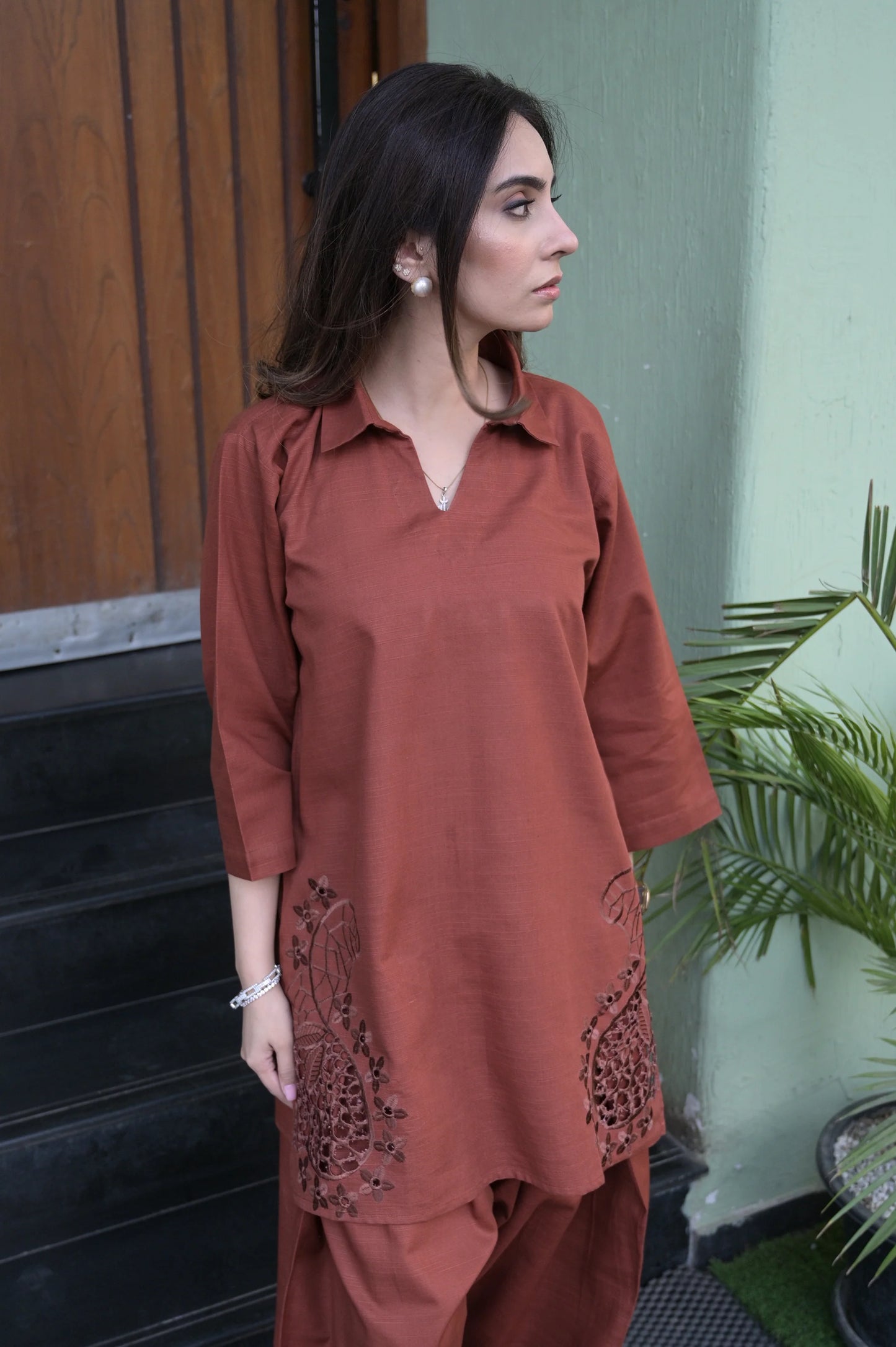 ⁠SOIL BROWN SHALWAR SET | THE SIGNATURE EDIT | LA PRET