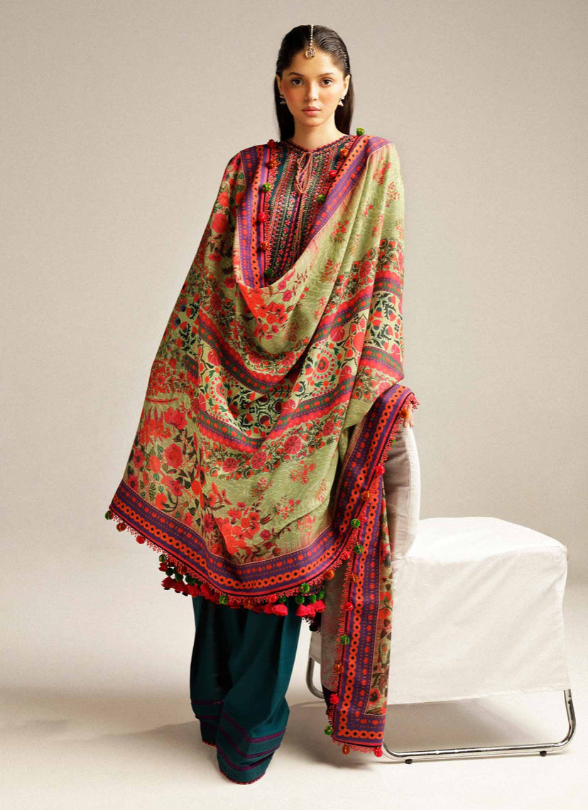 Hussain Rehar Shawl Khaddar | Teal