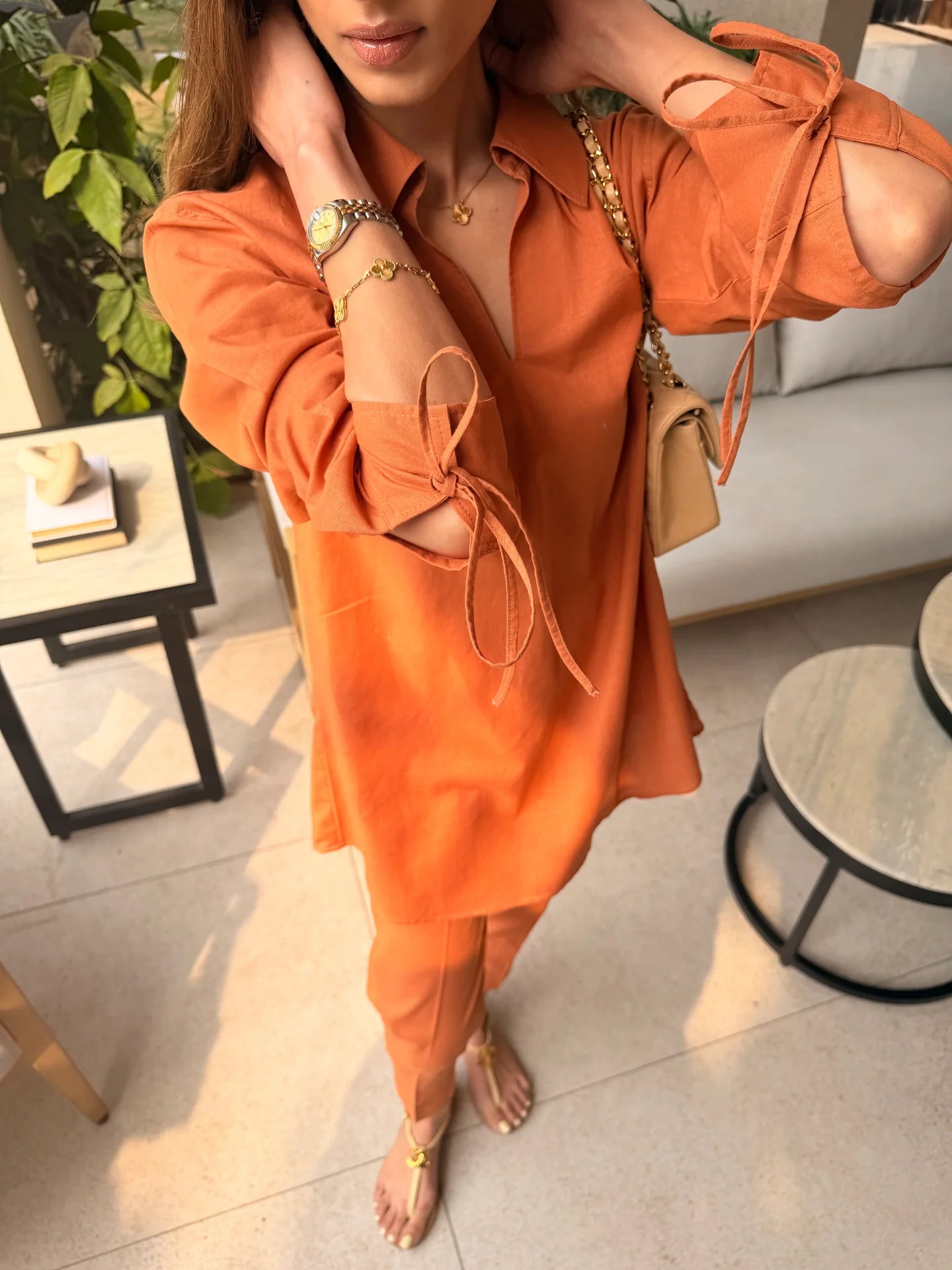 Tangerine Bow Set | Sak Atelier