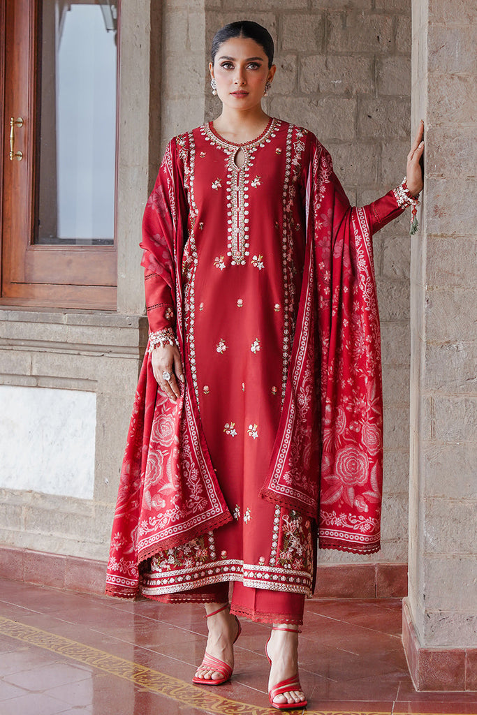 RUBY WHISPER-3PC SATIN EMBROIDERED SUIT | Cross Stitch