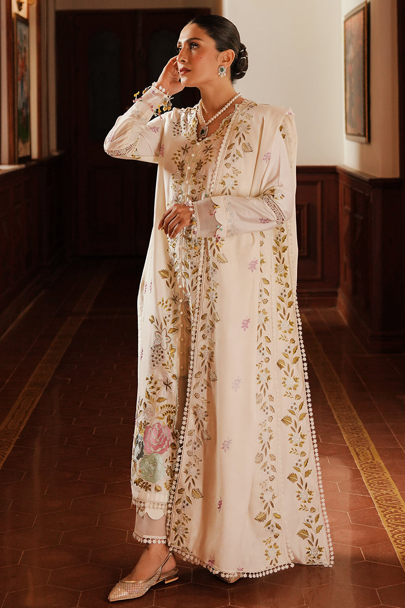 IVORY GARDEN-3PC SATIN EMBROIDERED SUIT| Cross Stitch