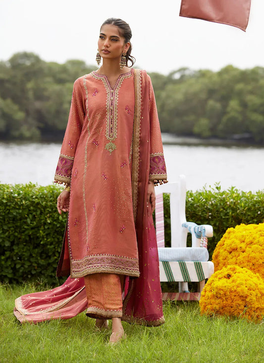 Rivaaz Coral Shirt And Dupatta | Mayna Festive Luxe Pret '25 | FARAH TALIB AZIZ