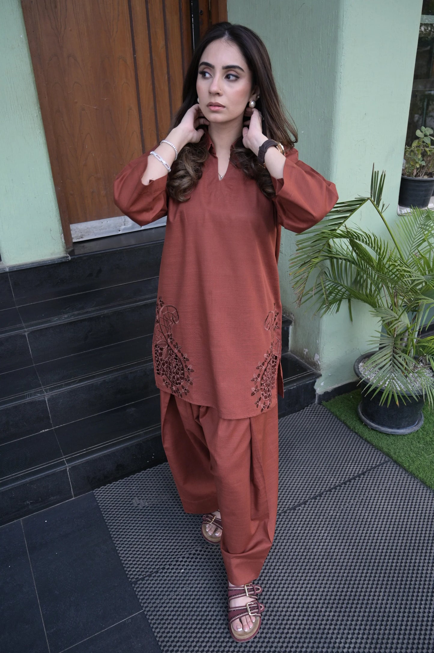⁠SOIL BROWN SHALWAR SET | THE SIGNATURE EDIT | LA PRET