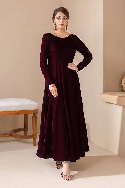 SOLID VELVET FROCK PR-854 | Baroque