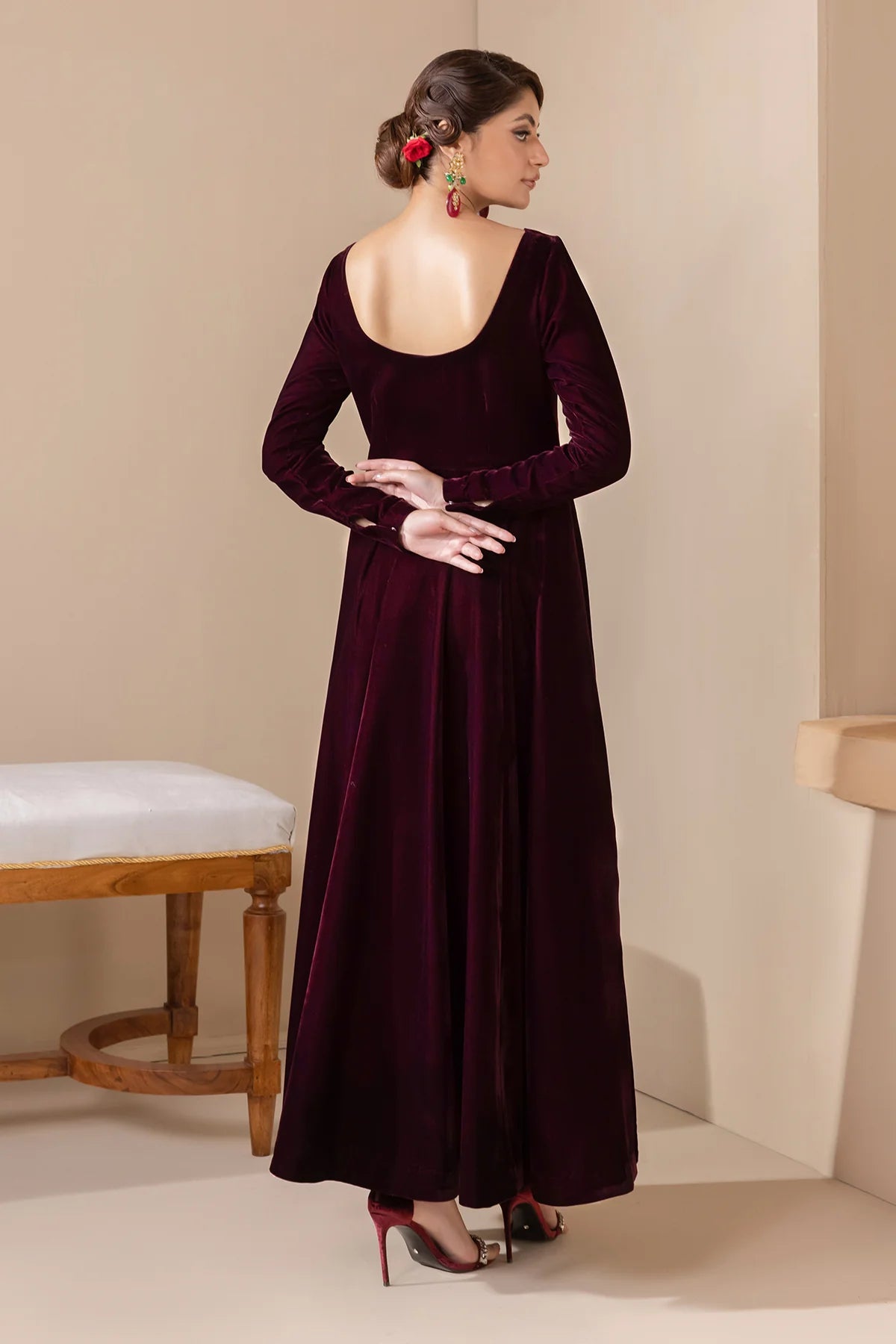 SOLID VELVET FROCK PR-854 | Baroque