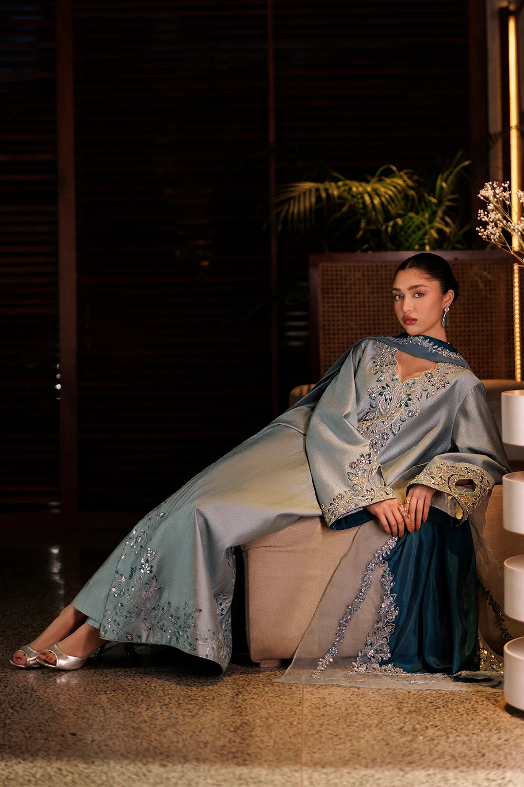 UE-717 Embroidered Jacquard Sheesha Silk | Festive Formals ‘26 | Iznik