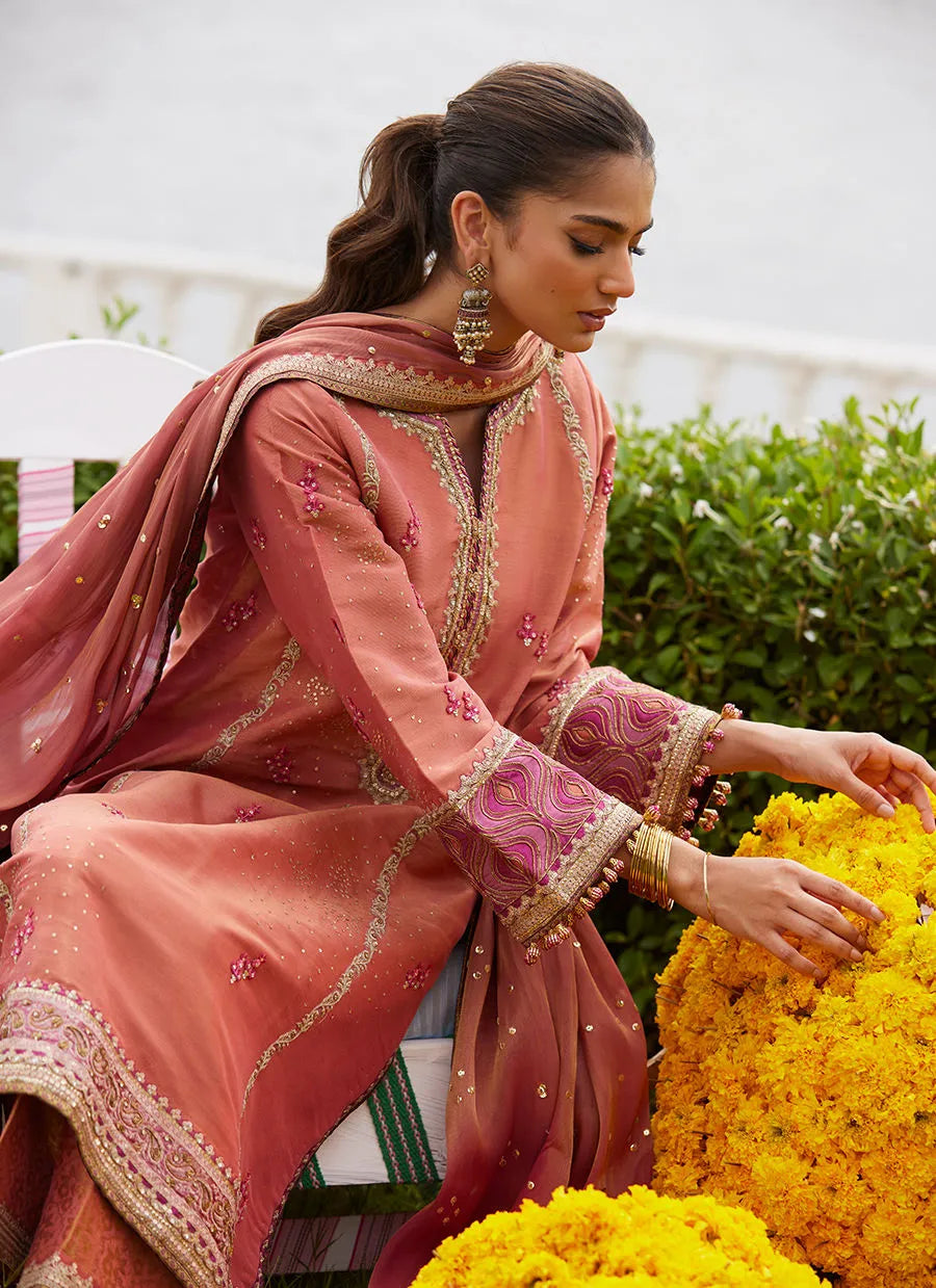 Rivaaz Coral Shirt And Dupatta | Mayna Festive Luxe Pret '25 | FARAH TALIB AZIZ