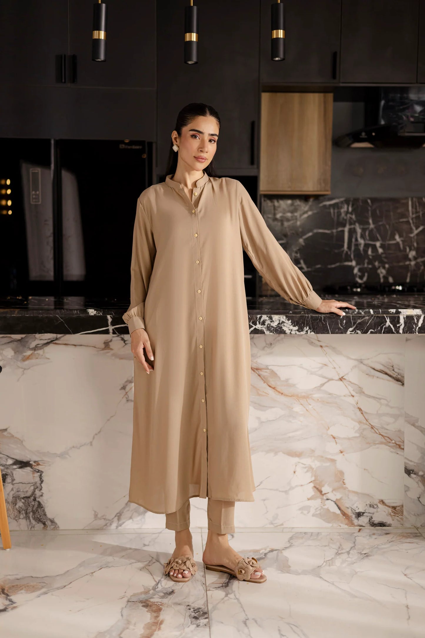 Solid 2PC Dress - SP-05 Skin | Solids | Silayi Pret