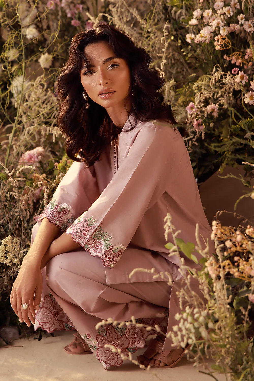 Dusty Blush | Pret Essentials - Embroidered Co-Ord Sets | Sahar