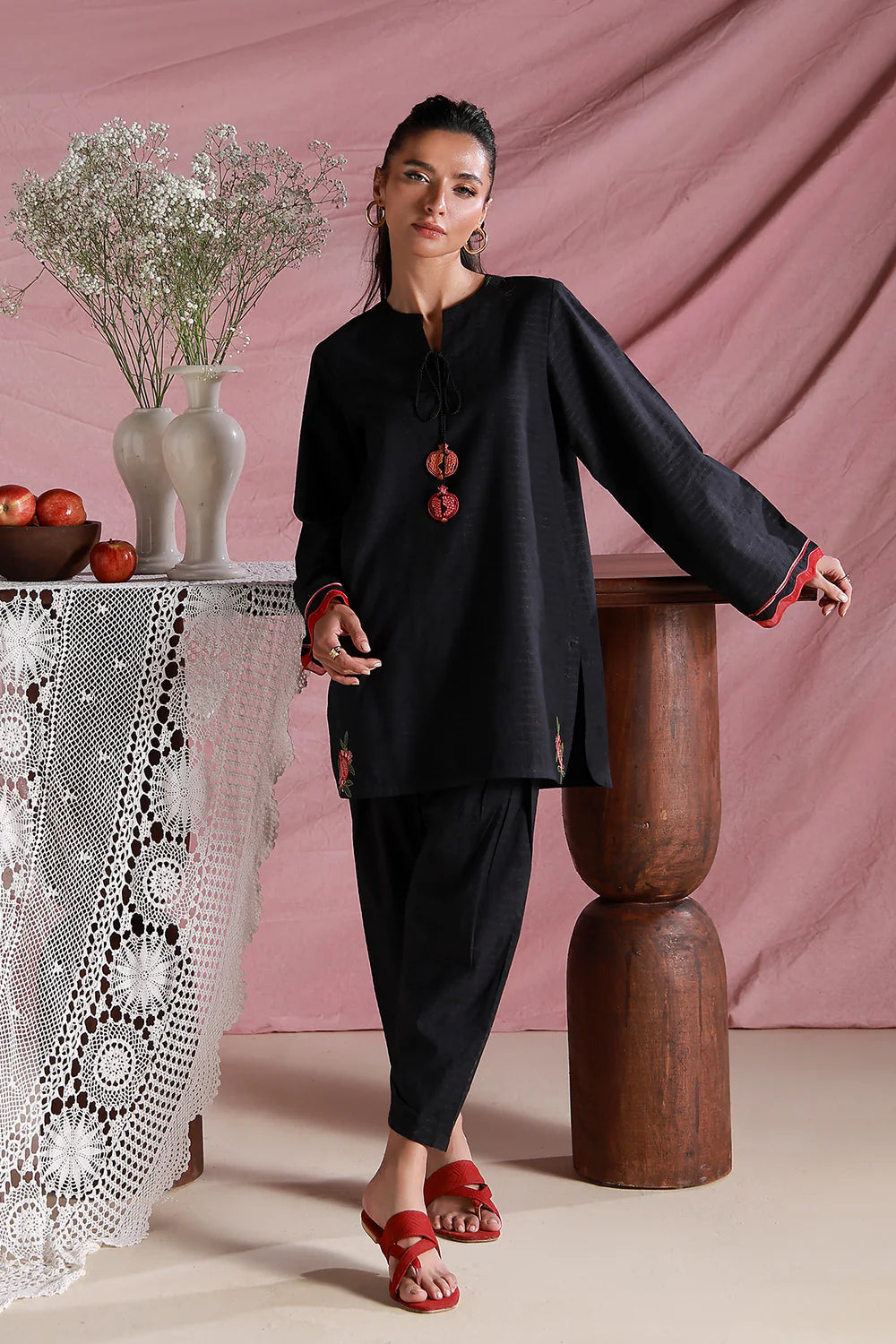 Midnight Rose | Pret Essentials - Embroidered Co-Ord Sets | Sahar
