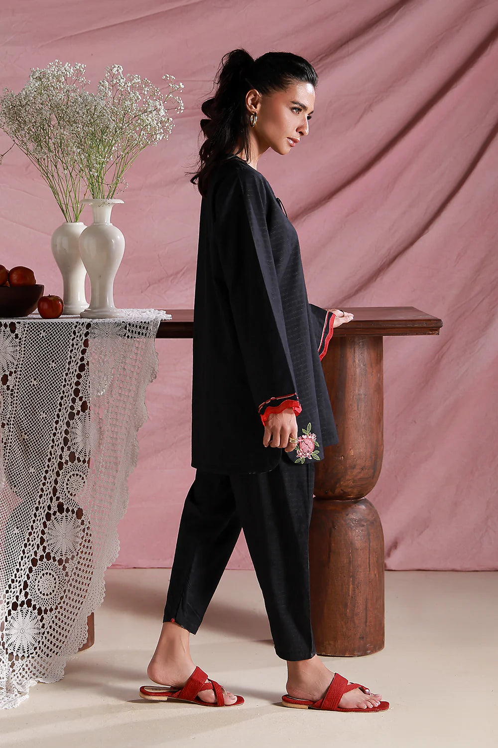 Midnight Rose | Pret Essentials - Embroidered Co-Ord Sets | Sahar