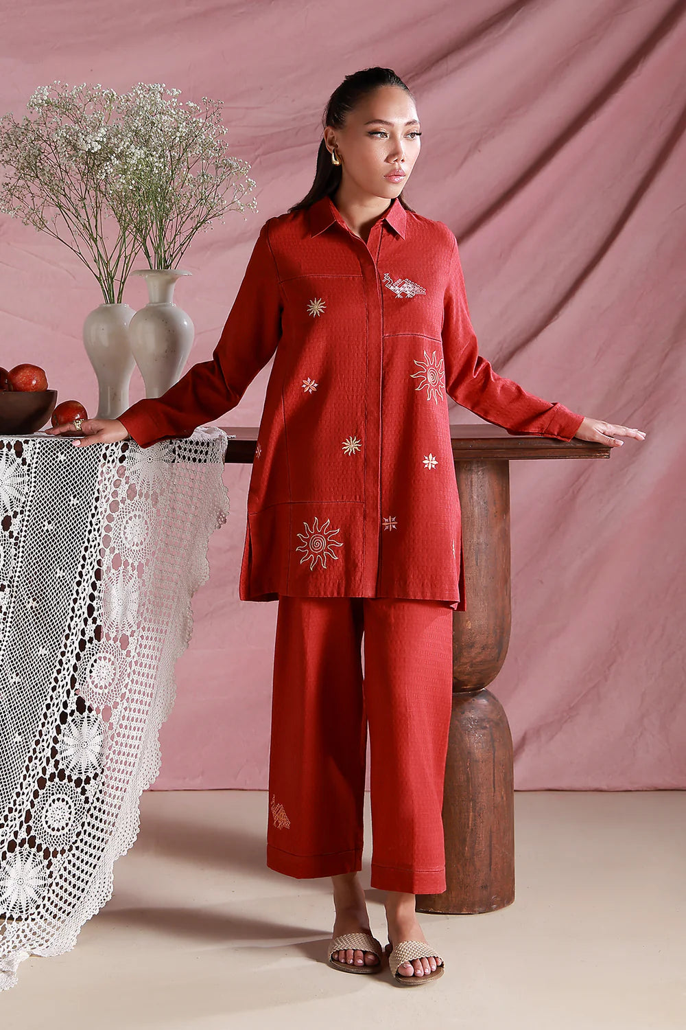Red Velvet | Pret Essentials - Embroidered Co-Ord Sets | Sahar