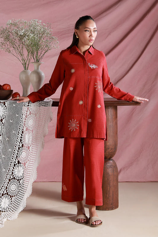 Red Velvet | Pret Essentials - Embroidered Co-Ord Sets | Sahar