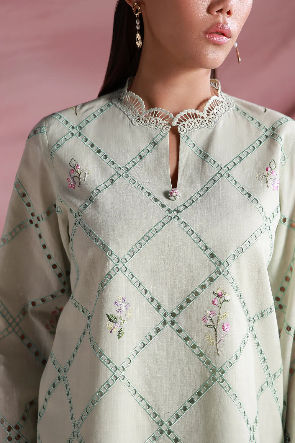 Verdant Lattice | Pret Essentials - Embroidered Co-Ord Sets | Sahar