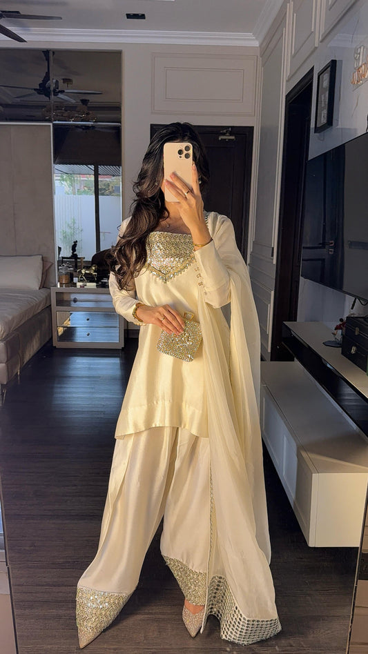 Heavy Mirror Work Dupatta | Zainab Shamsi Studio