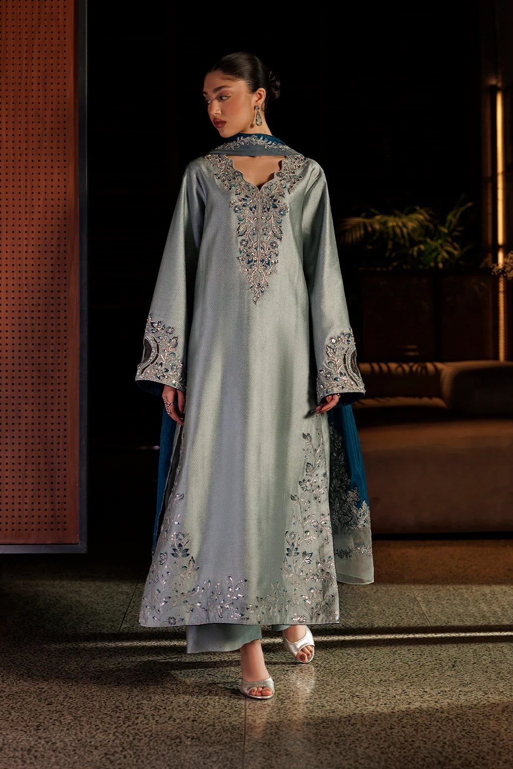 UE-717 Embroidered Jacquard Sheesha Silk | Festive Formals ‘26 | Iznik