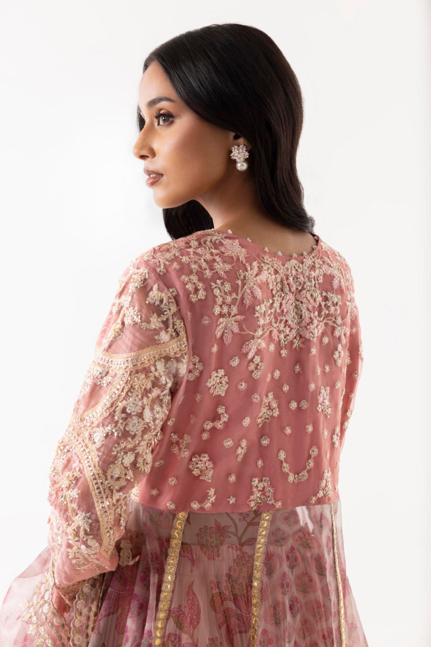 STICHED PINK EMBROIDERED SHIRT + DUPATTA | Sana Safinaz