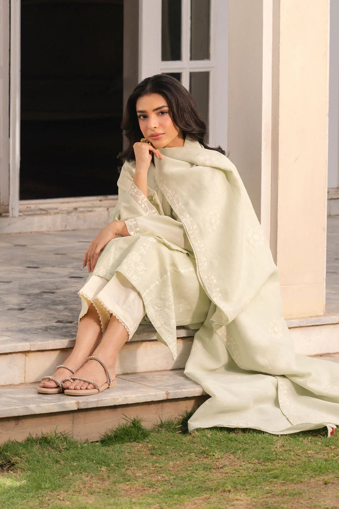 MINT WHISPER-2PC (SHIRT & DUPATTA) | EXCLUSIVE PRET | Cross Stitch