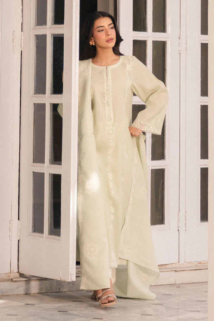 MINT WHISPER-2PC (SHIRT & DUPATTA) | EXCLUSIVE PRET | Cross Stitch
