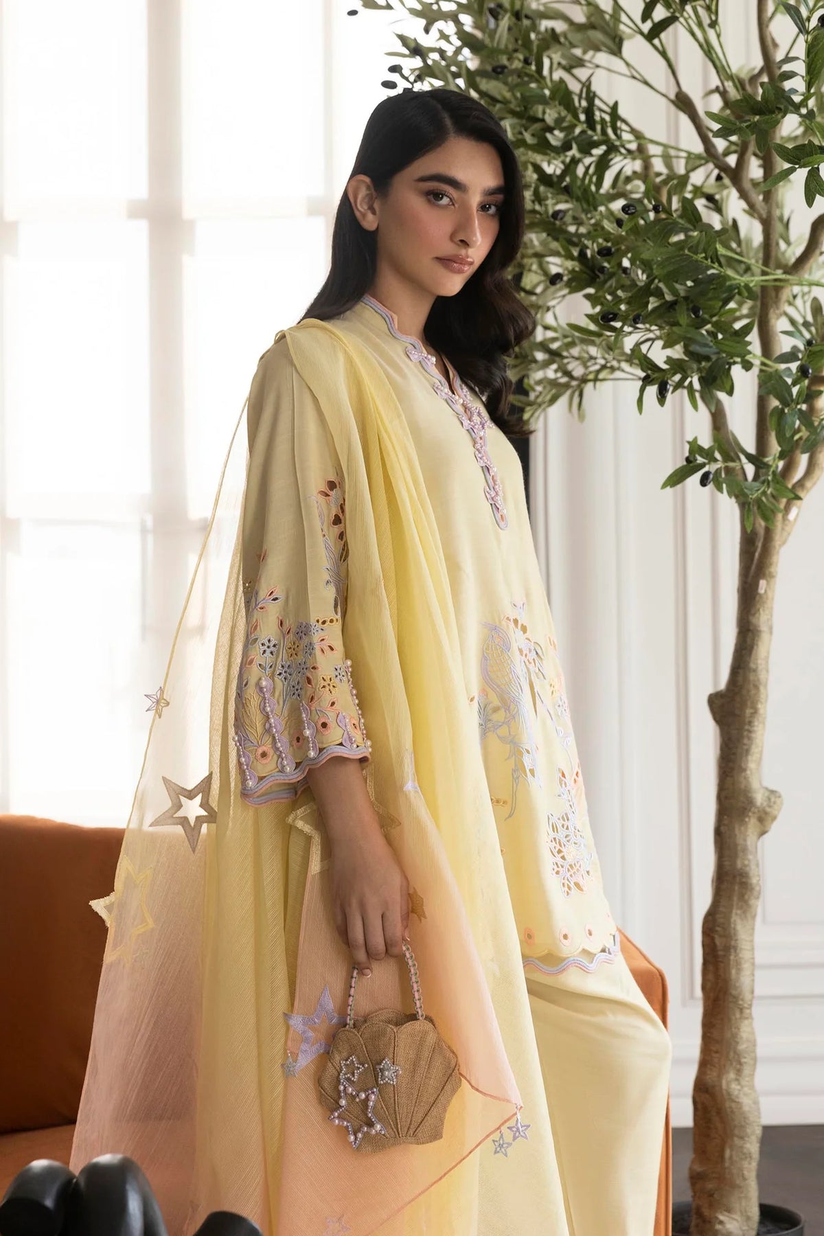Slub Tie & Dye Dupatta - FW25SM021DUP | Safi & Me - Raw Silk Edit | SANA SAFINAZ
