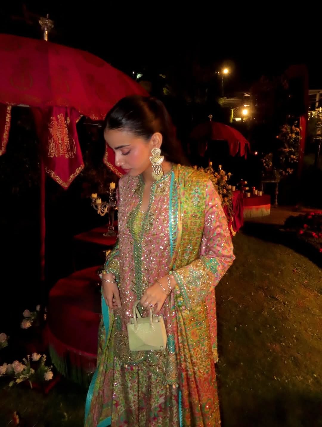 Arooba in Shae Blockprinted Dhaka and Short Jacket | FARAH TALIB AZIZ