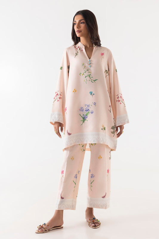 STITCHED BLENDED JACQUARD SHIRT + CULOTTE | Sana Safinaz (RTS)