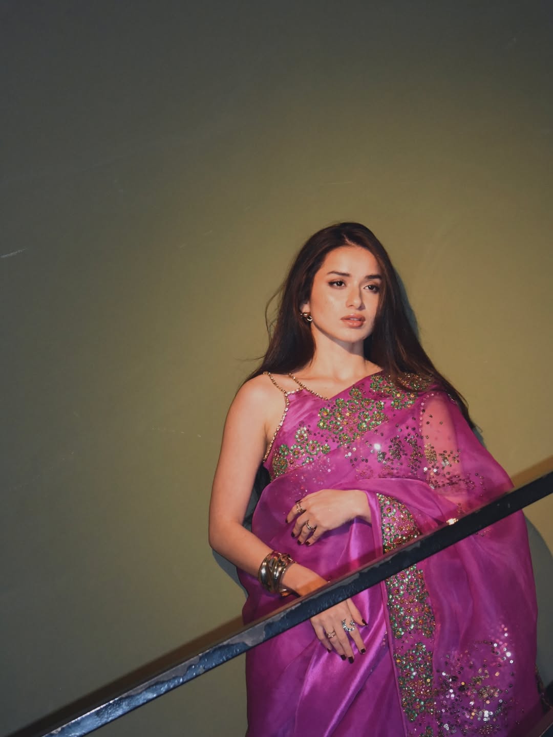 Byzantium Embellished Organza Sari | Muse Luxe