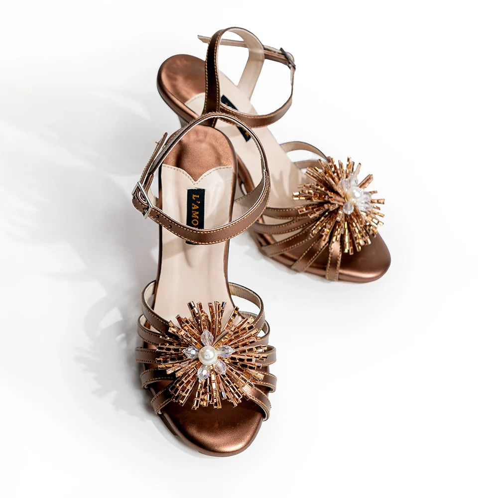 Pom Pom - Copper Heels | L'AMOUR | FOOTWEAR