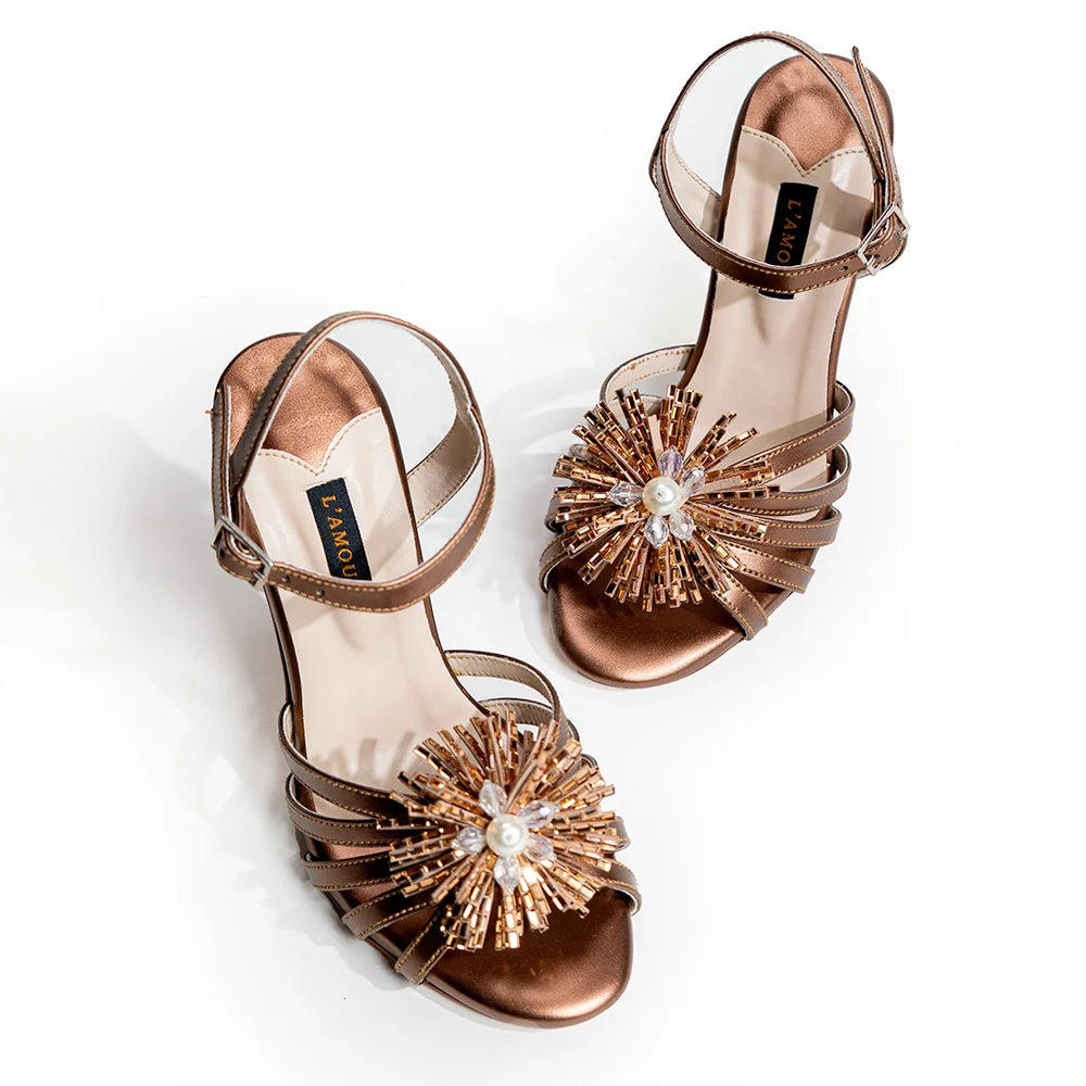 Pom Pom - Copper Heels | L'AMOUR | FOOTWEAR