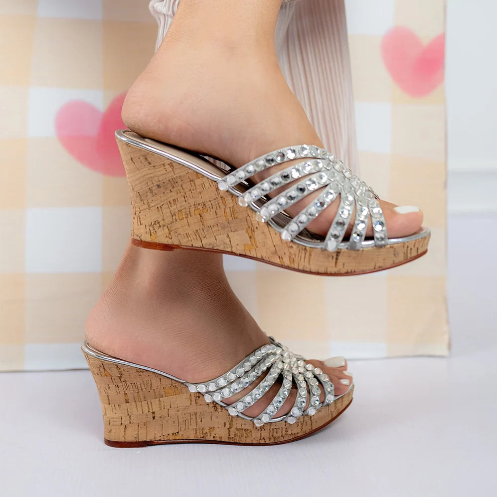 Zeenia Silver Wedges | L'AMOUR | FOOTWEAR