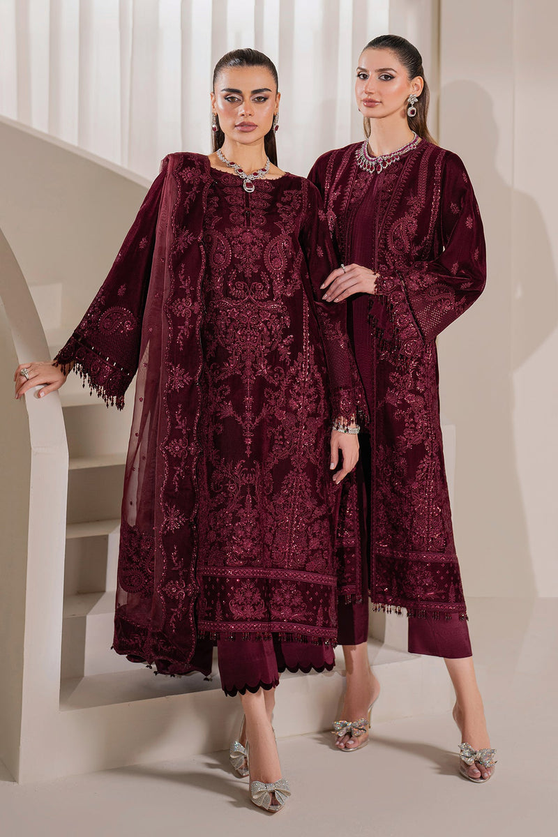 EMBROIDERED VELVET UF-758 UNSTITCHED | Baroque