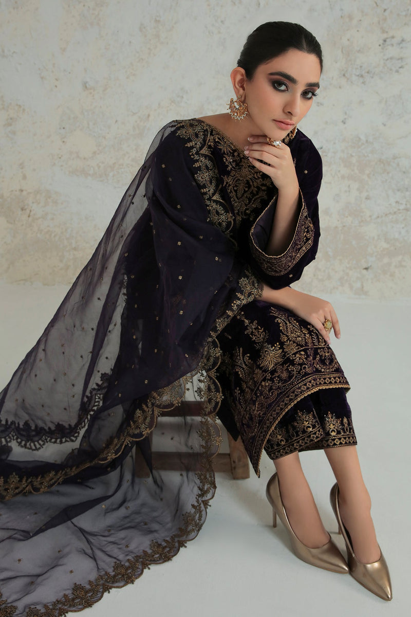 EMBROIDERED VELVET UF-239 UNSTITCHED | Baroque