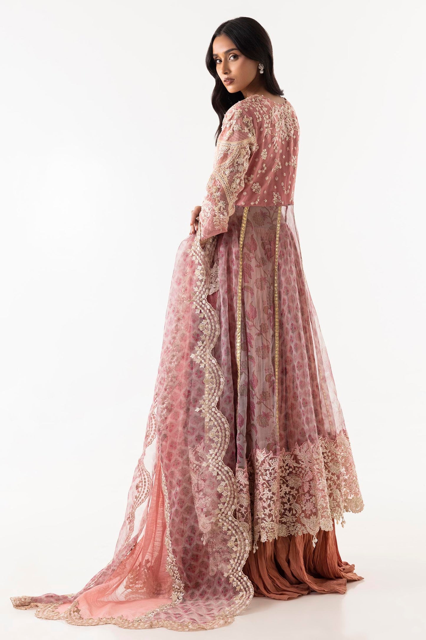 STICHED PINK EMBROIDERED SHIRT + DUPATTA | Sana Safinaz