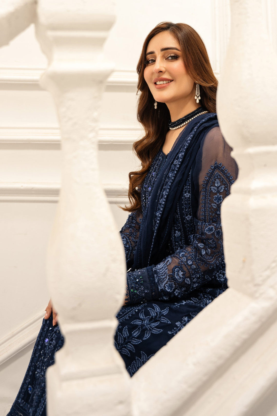 3 Piece Embroidered Chiffon Suit | Maria B