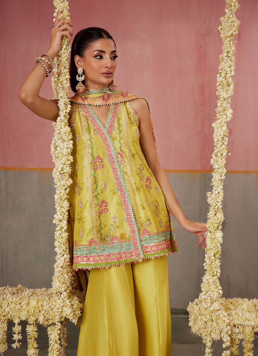 Zaria Kiwi Shirt And Dupatta  | FARAH TALIB AZIZ