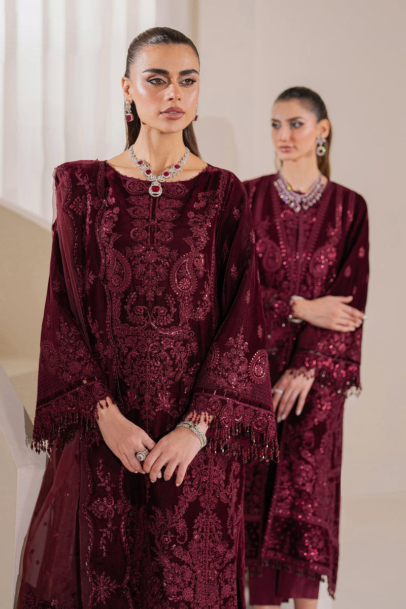 EMBROIDERED VELVET UF-758 UNSTITCHED | Baroque