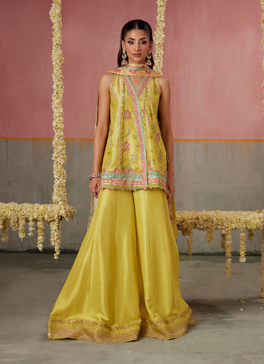 Zaria Kiwi Shirt And Dupatta  | FARAH TALIB AZIZ